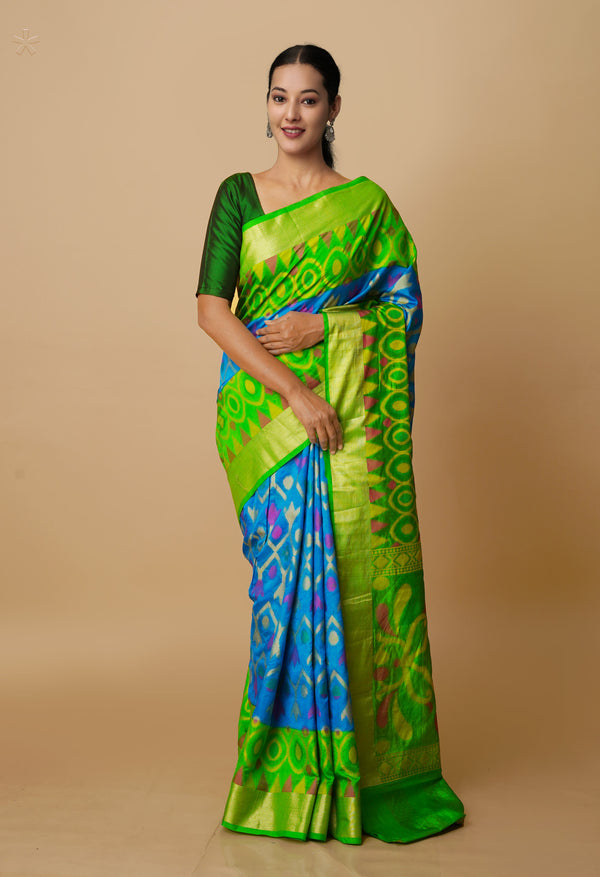 Sky Blue  Fancy Banarasi silk Saree-UNM70521
