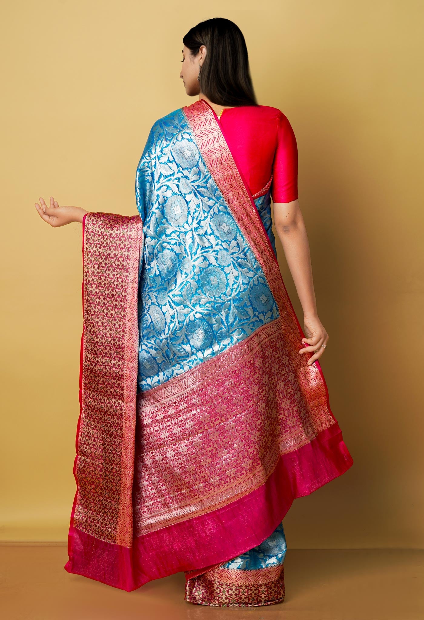 Sky Blue  Fancy Banarasi silk Saree-UNM70522