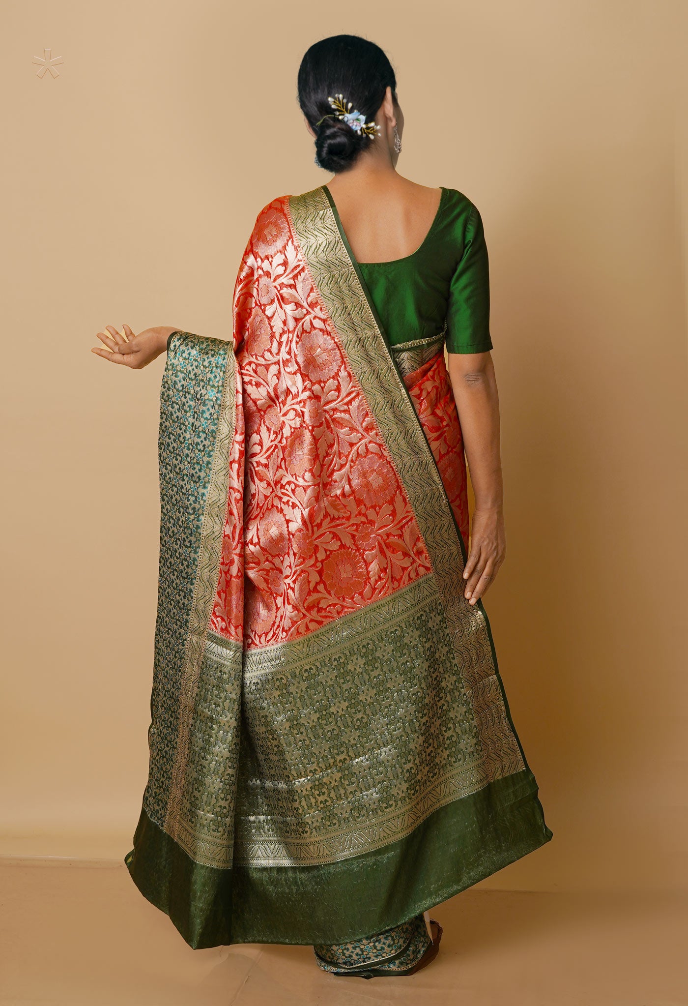 Auburn Red  Fancy Banarasi silk Saree-UNM70523