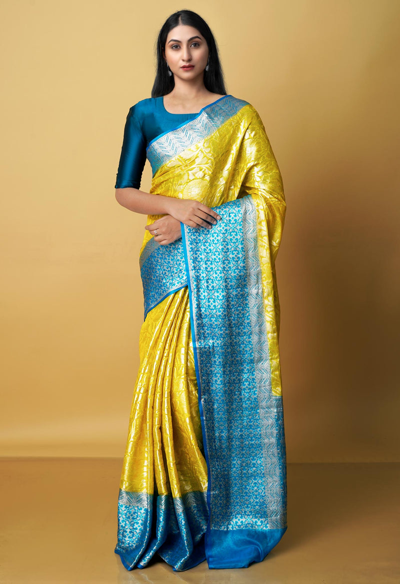 Corn Yellow  Fancy Banarasi silk Saree-UNM70525