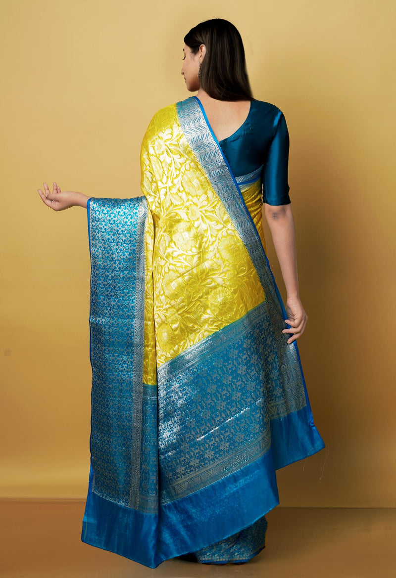 Corn Yellow  Fancy Banarasi silk Saree-UNM70525