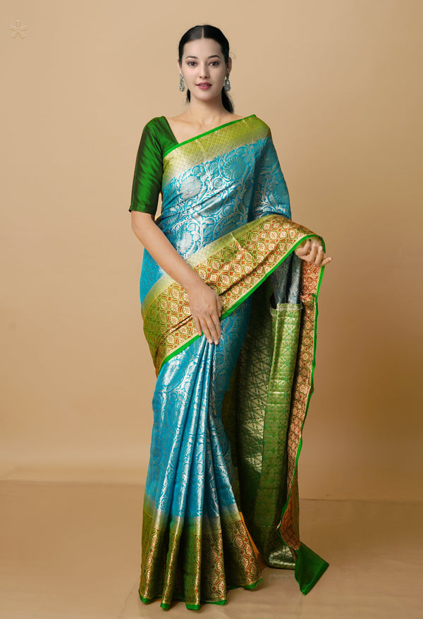 Sky Blue  Fancy Banarasi silk Saree-UNM70530