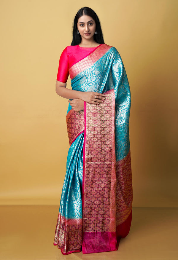 Sky Blue  Fancy Banarasi silk Saree-UNM70531