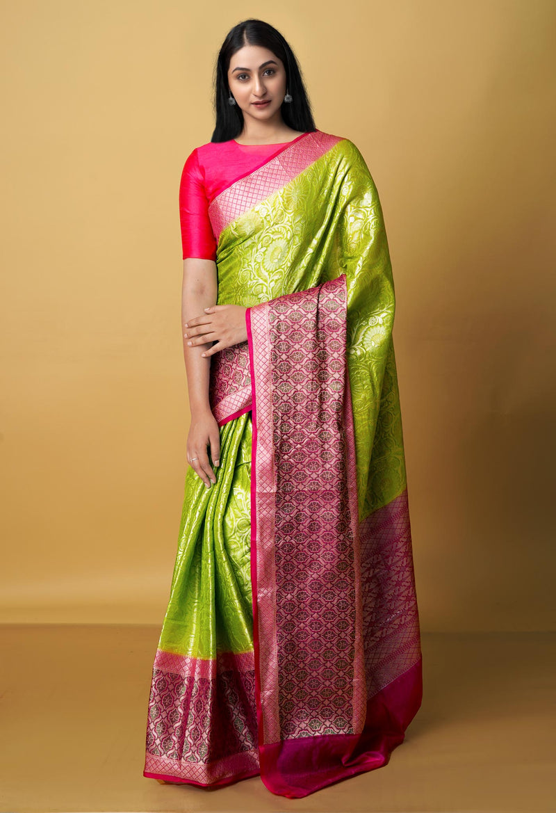Apple Green  Fancy Banarasi silk Saree-UNM70532