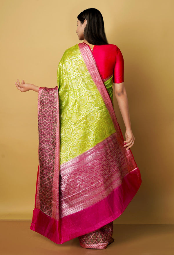 Apple Green  Fancy Banarasi silk Saree-UNM70532