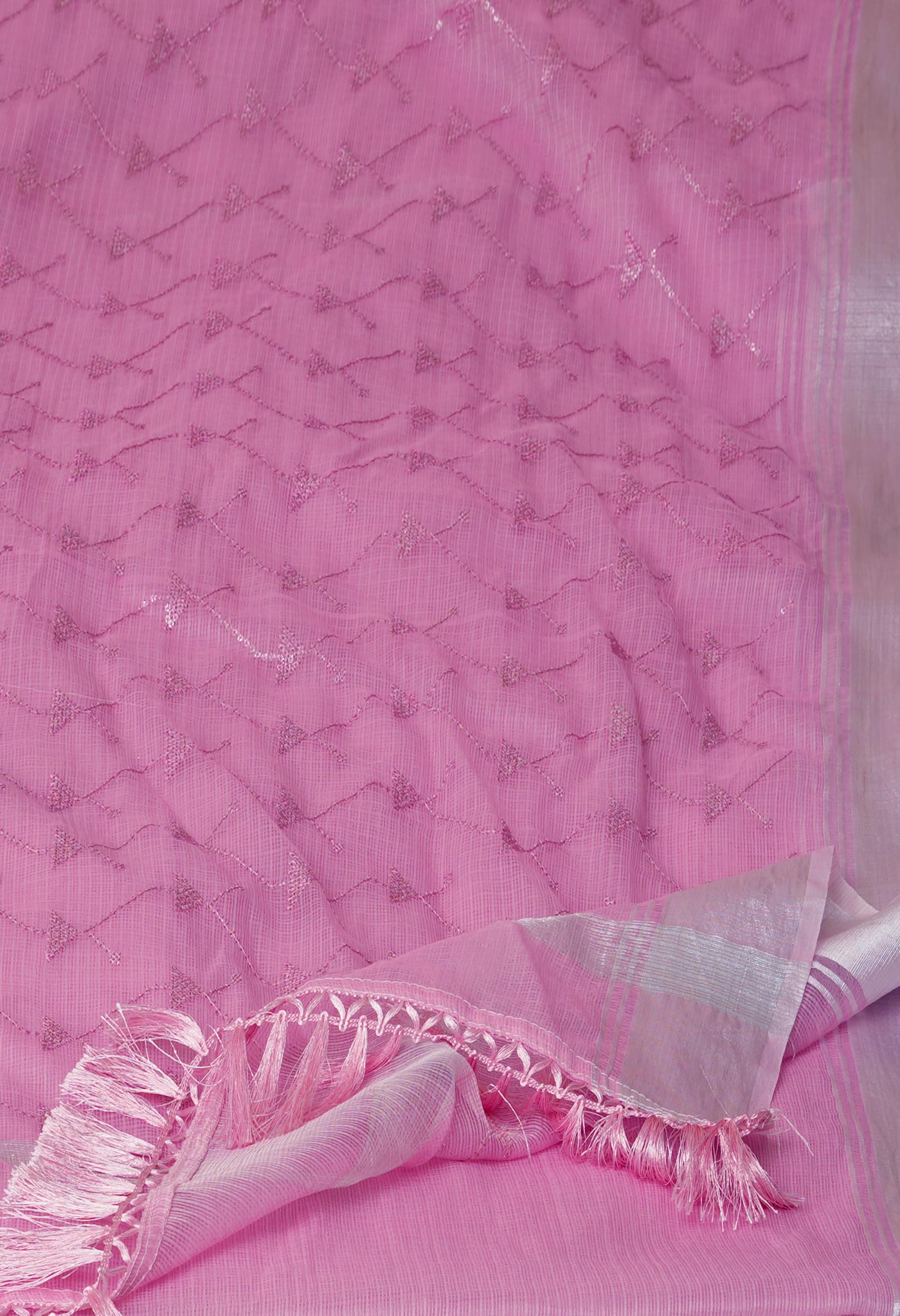 Pink Pure Kota With Sequence Embroidery cotton Saree