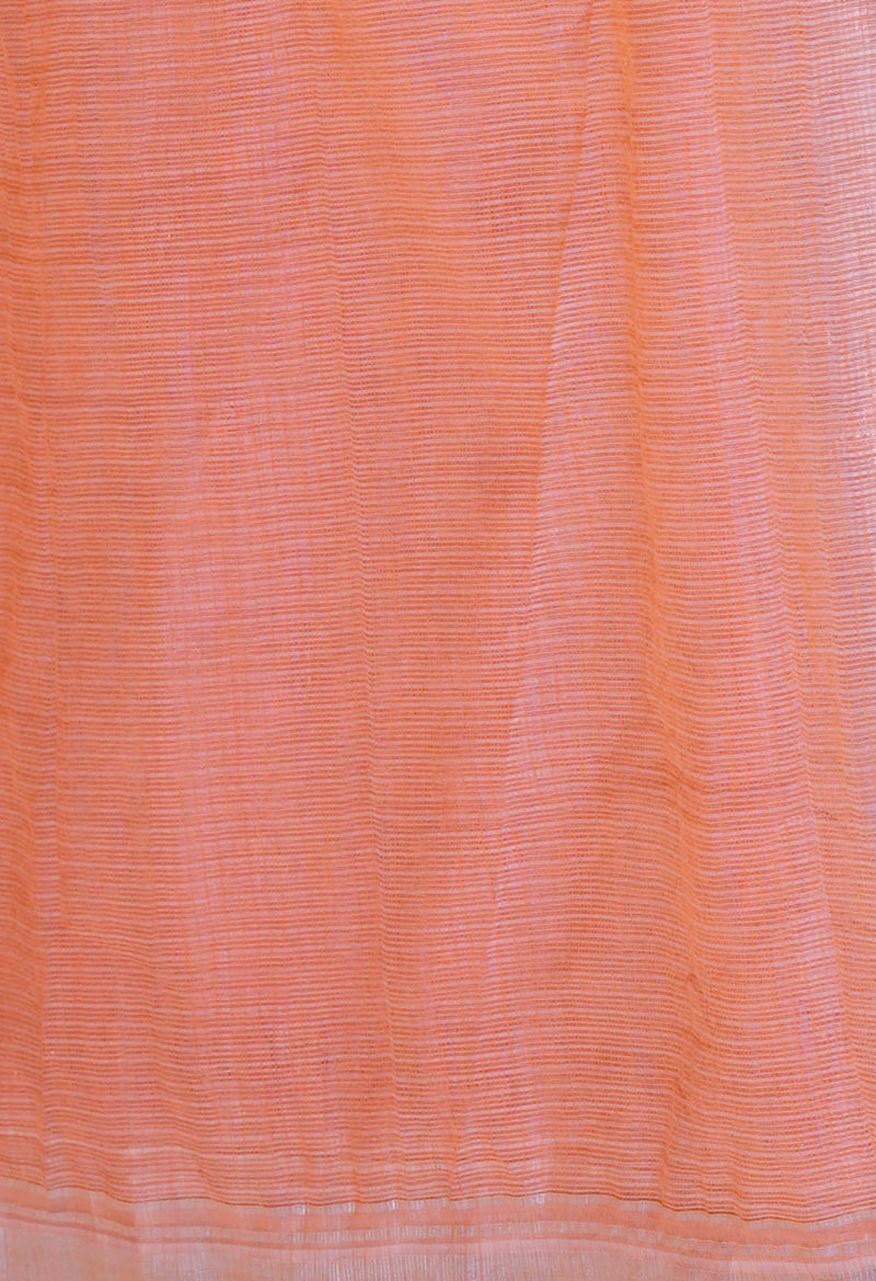 Peach Orange Pure  Kota With Sequence Embroidery cotton Saree-UNM70554