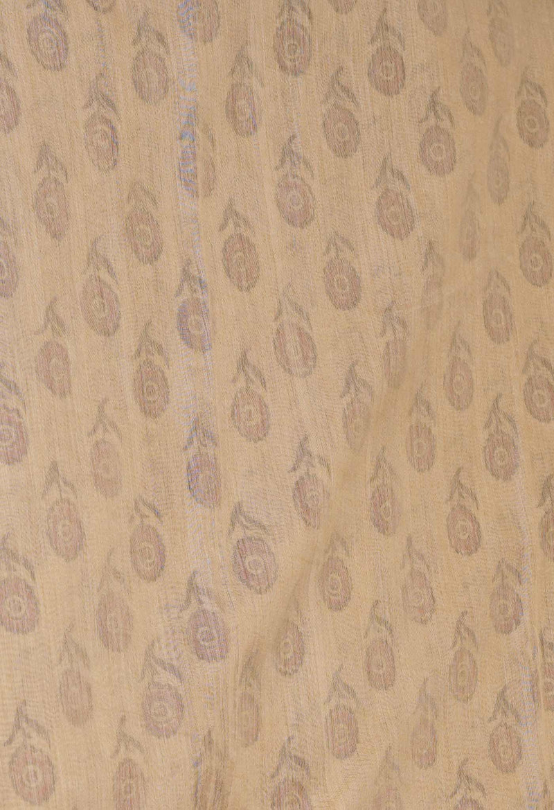 Cream  Chanderi Block Printed Sico Saree-UNM70583