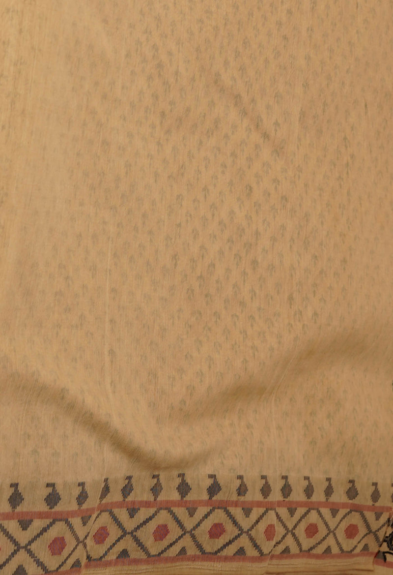 Cream  Chanderi Block Printed Sico Saree-UNM70591