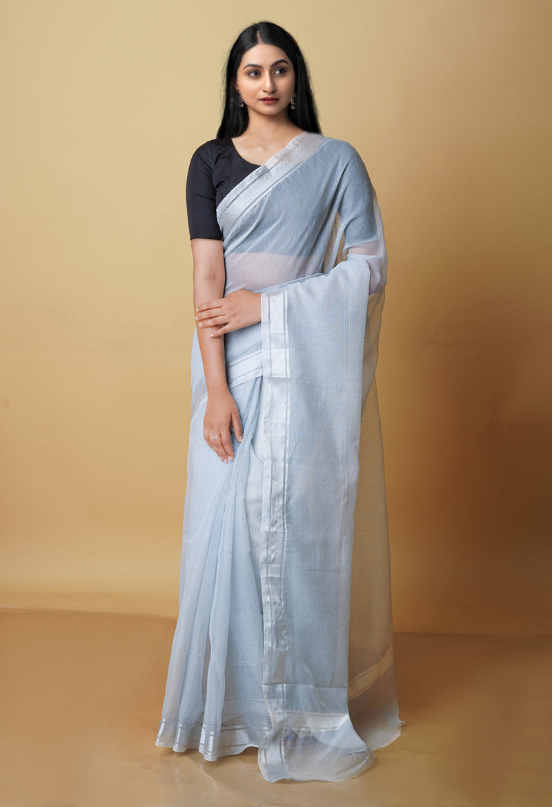 Pale Grey Pure  Plain Kota Cotton Saree-UNM70610