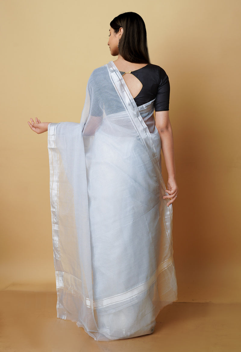 Pale Grey Pure  Plain Kota Cotton Saree-UNM70610