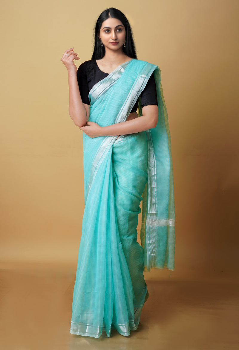 Sea Green Pure  Plain Kota Cotton Saree-UNM70613