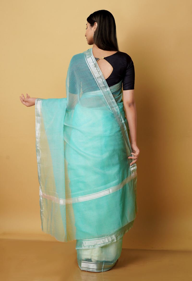 Sea Green Pure  Plain Kota Cotton Saree-UNM70613