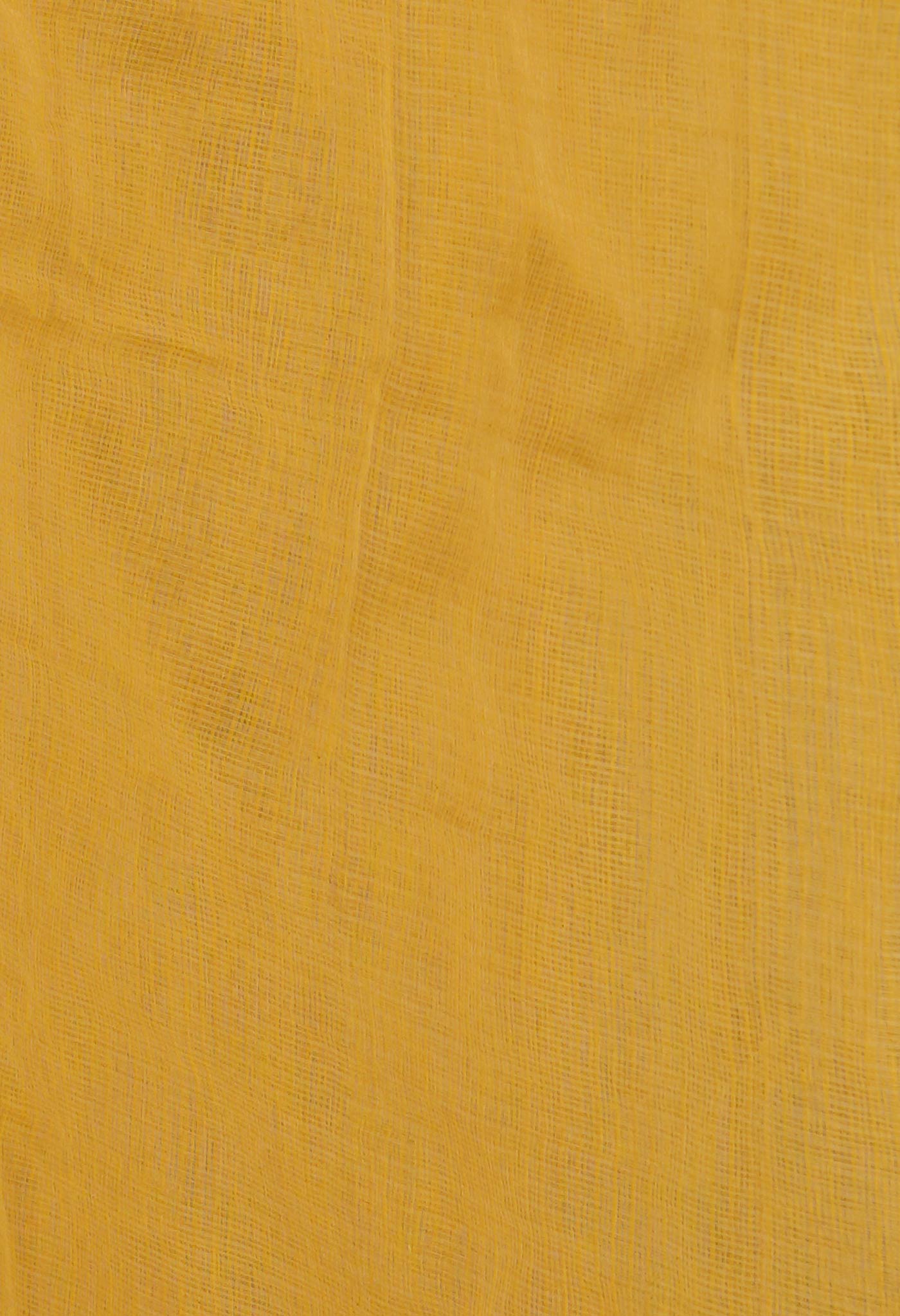 Yellow Pure Plain Kota Cotton Saree