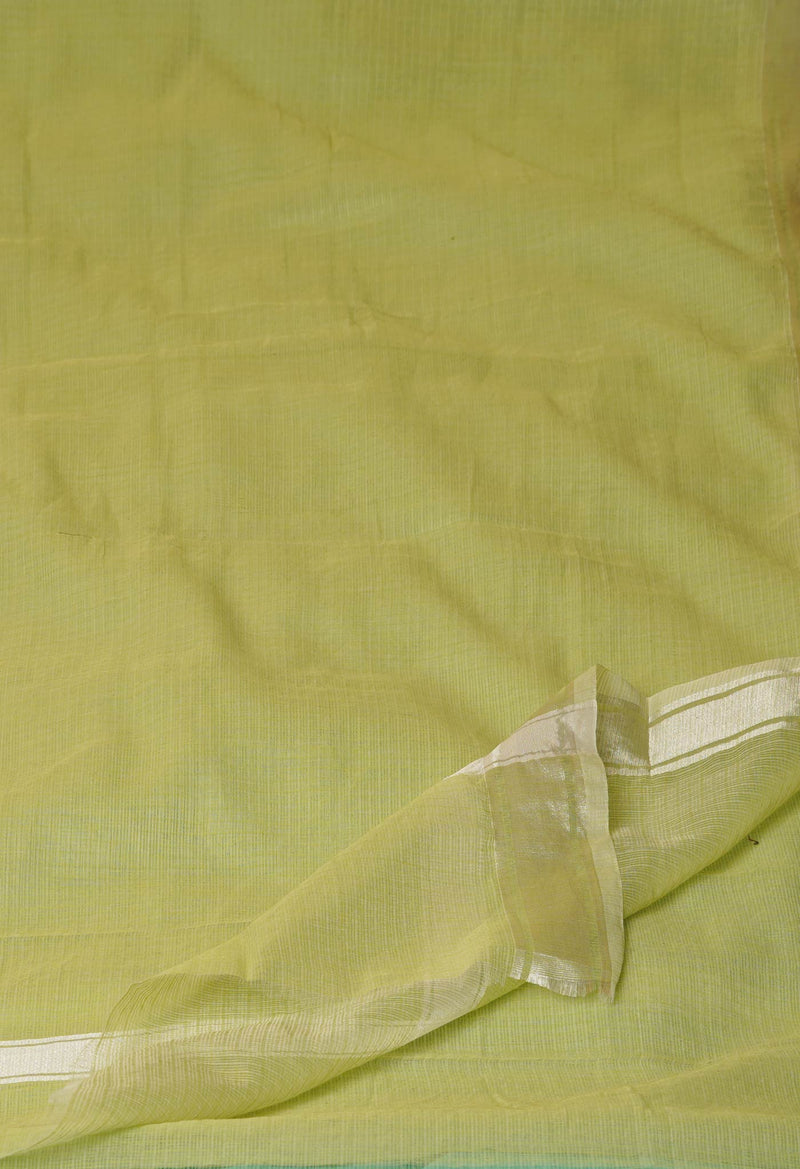 Khaki Green Pure  Plain Kota Cotton Saree-UNM70616