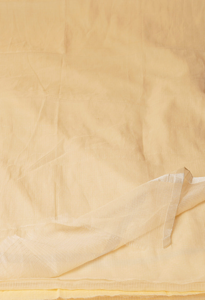 Cream Pure  Plain Kota Cotton Saree-UNM70625