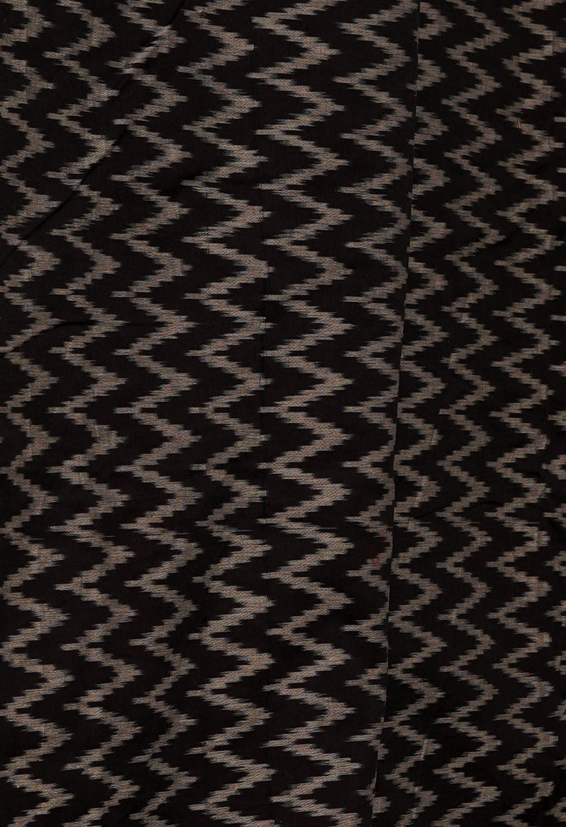 Brown  Block Printed Meghalaya  Cotton Silk Saree With Pochampally Blouse Piece-UNM70637