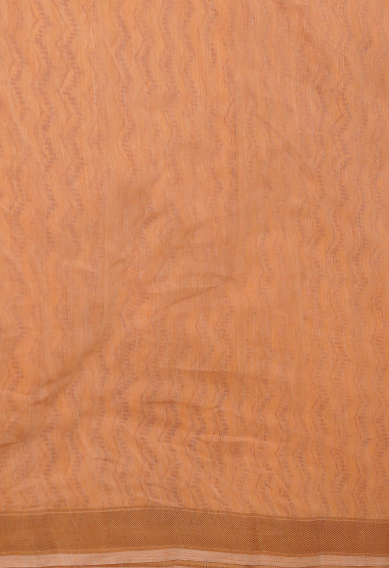 Peach Orange Block Printed Chanderi Sico Saree-UNM70670