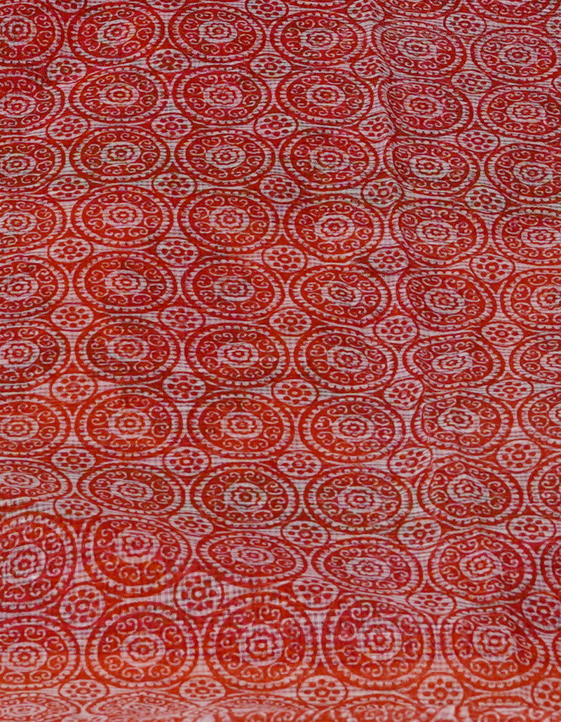 Peach Pure  Block Printed Kota Cotton Saree-UNM70734