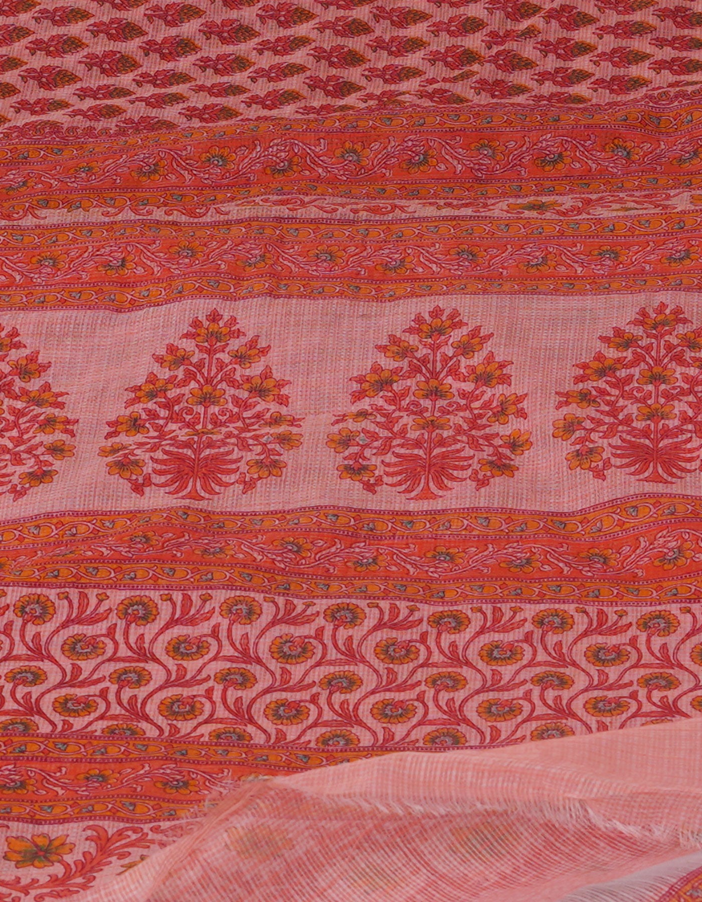 Light Pink Pure Block Printed Kota Cotton Saree-UNM70739