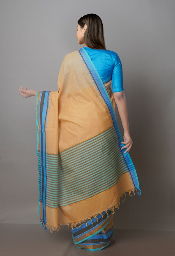 Brown Pure Superfine Handloom Cotton Saree-UNM70756
