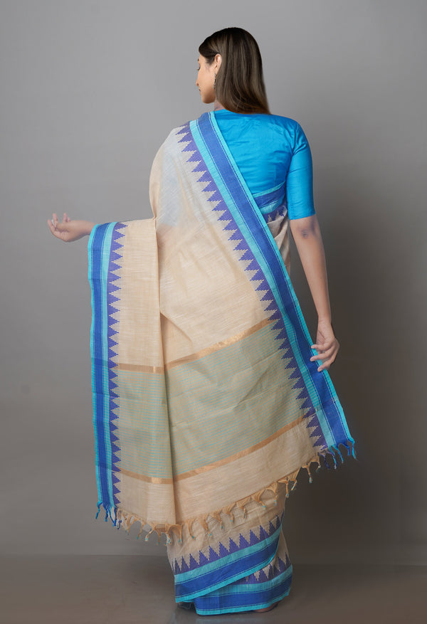 Cream Pure Superfine Handloom Cotton Saree-UNM70760
