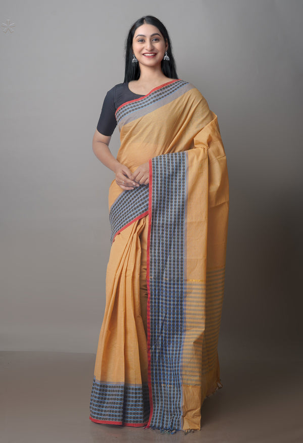 Brown Pure Superfine Handloom Cotton Saree-UNM70762