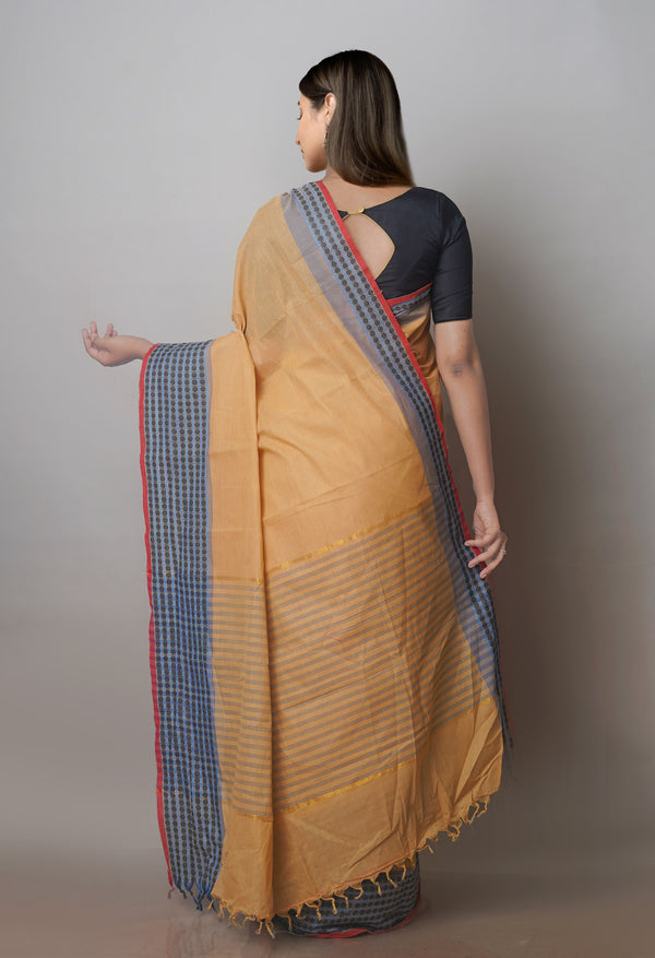 Brown Pure Superfine Handloom Cotton Saree-UNM70762