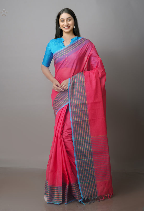 Peach Pure Superfine Handloom Cotton Saree-UNM70764