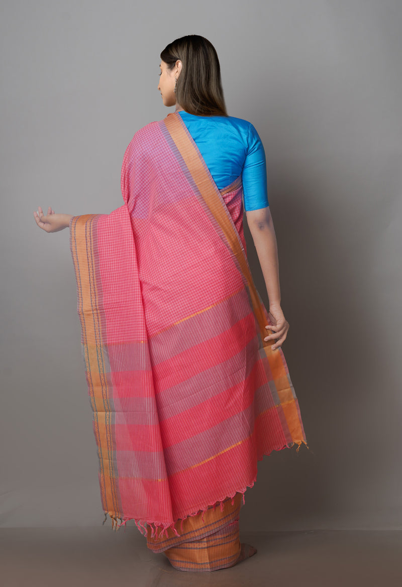 Pink Mangalgiri Cotton Saree-UNM70771
