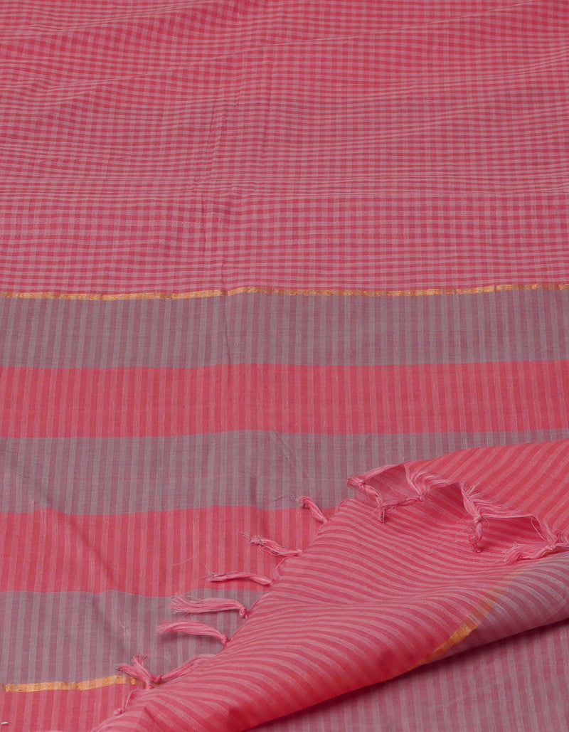 Pink Mangalgiri Cotton Saree-UNM70771