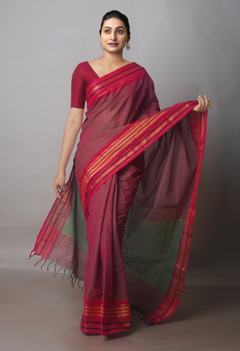 Pink Mangalgiri Cotton Saree-UNM70778