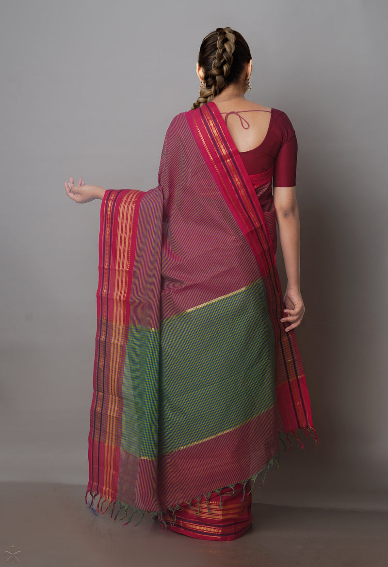 Pink Mangalgiri Cotton Saree-UNM70778