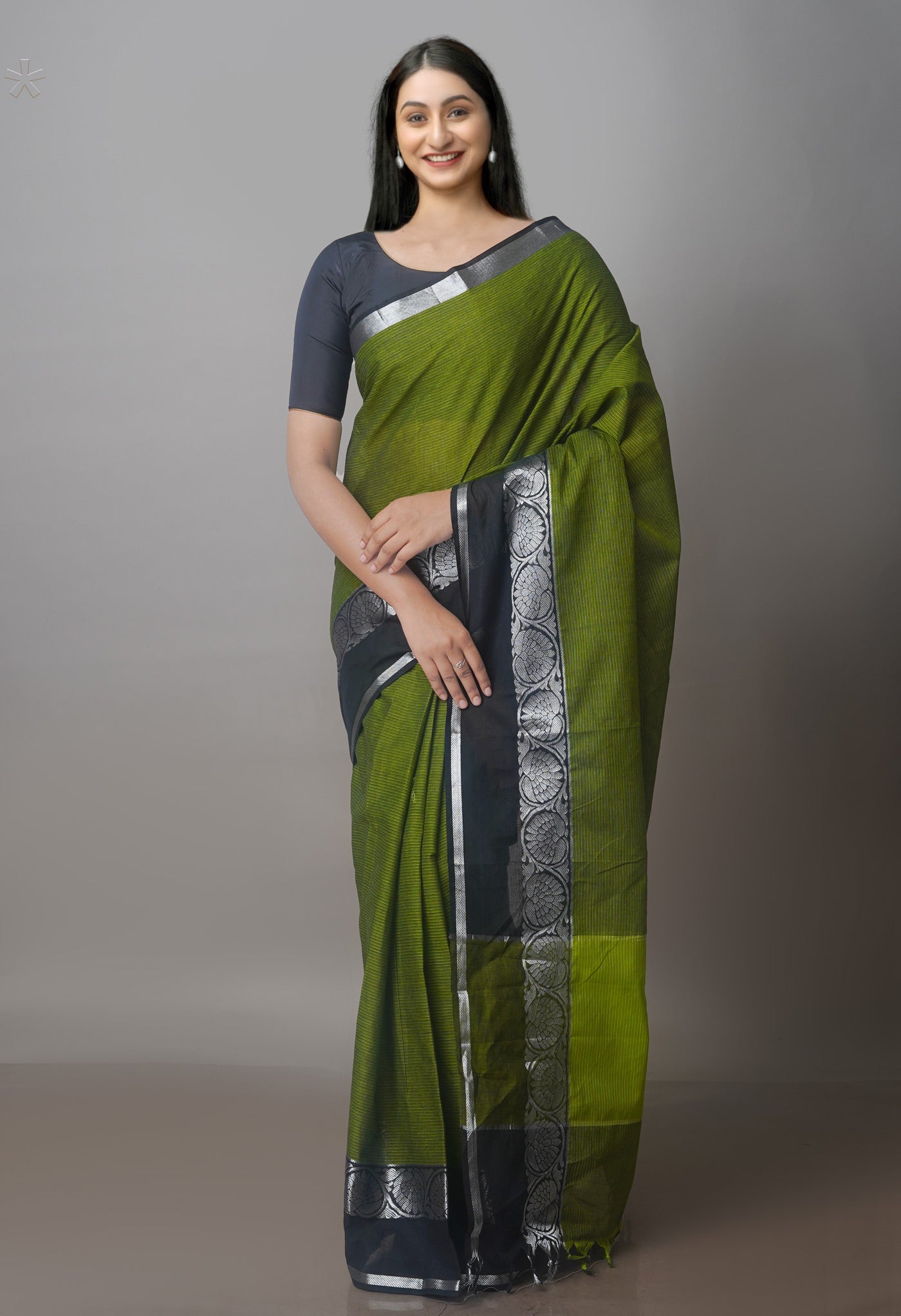 Green Mangalgiri Cotton Saree