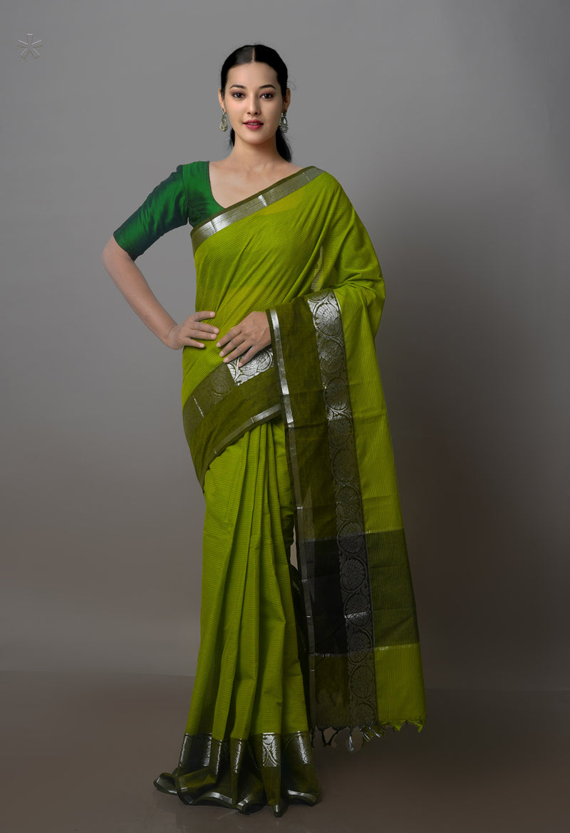 Green Mangalgiri Cotton Saree-UNM70781