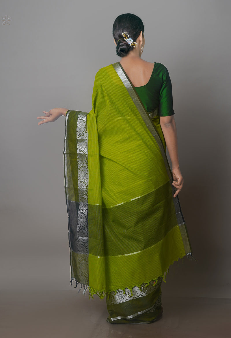Green Mangalgiri Cotton Saree-UNM70781