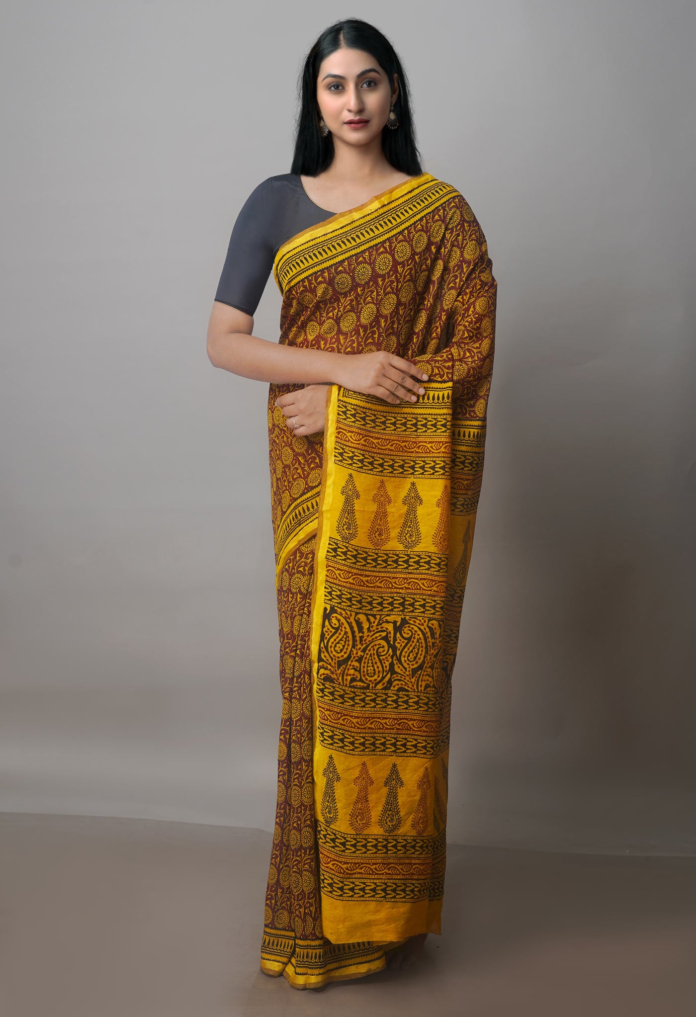 Green Art Chanderi Bagh Printed Cotton Saree