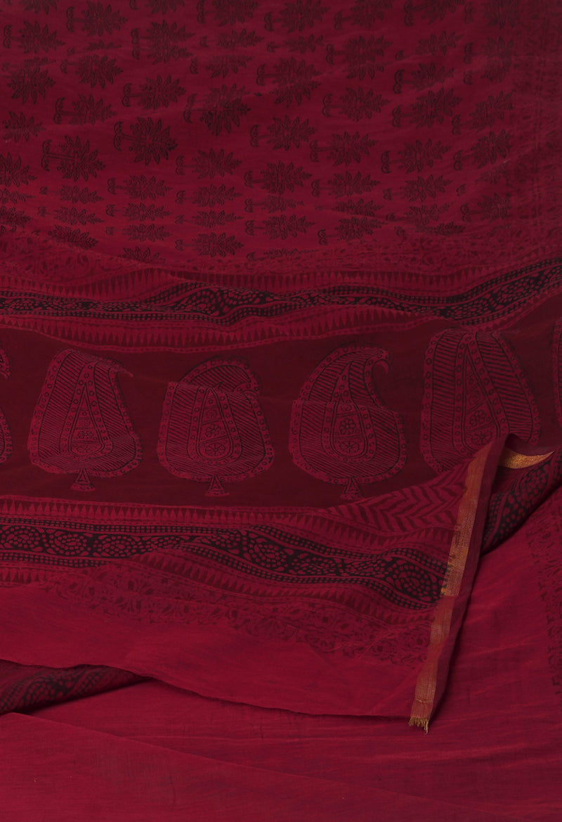 Rosewood Art Chanderi Bagh Printed Cotton Saree-UNM70877