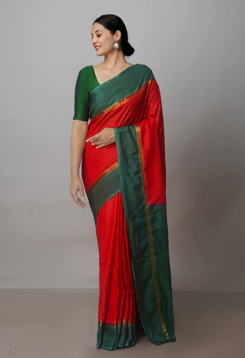 Red Mangalagiri Silk Saree-UNM70893