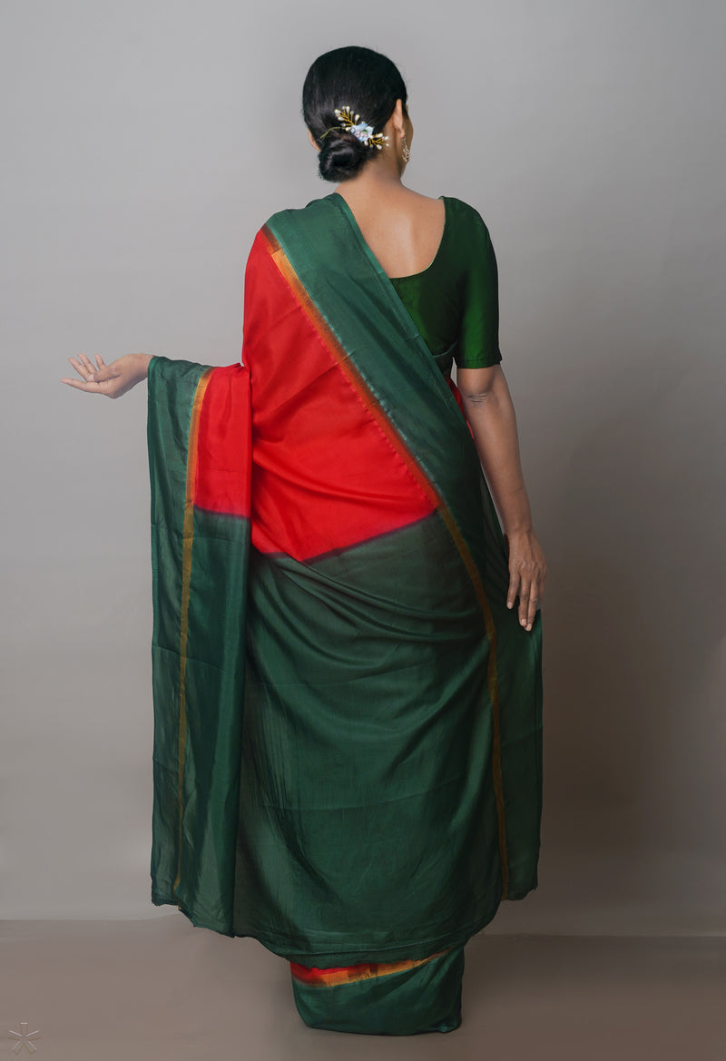 Red Mangalagiri Silk Saree-UNM70893