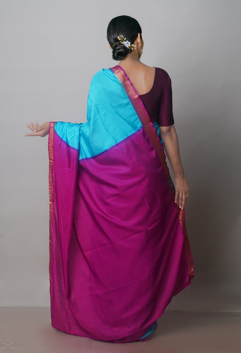 Blue Mangalagiri Silk Saree-UNM70895
