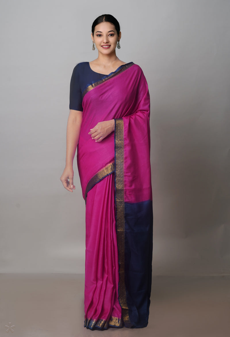 Pink Mangalagiri Silk Saree-UNM70897