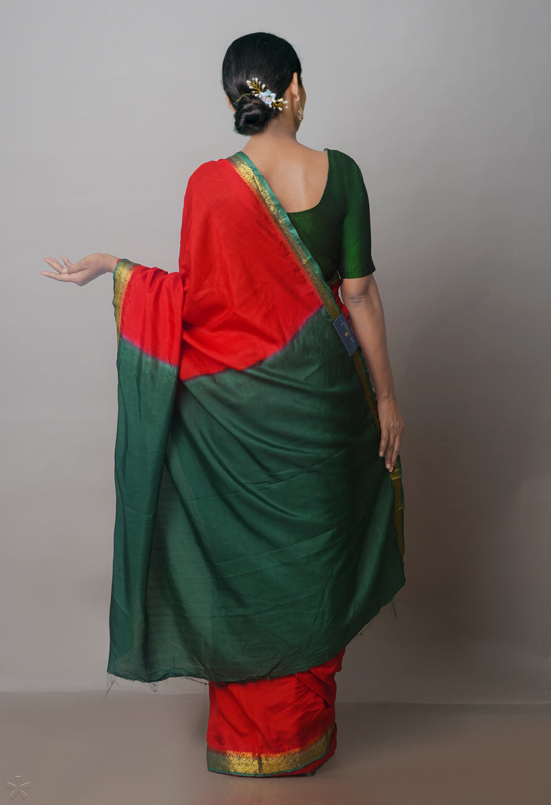 Red Mangalagiri Silk Saree-UNM70899