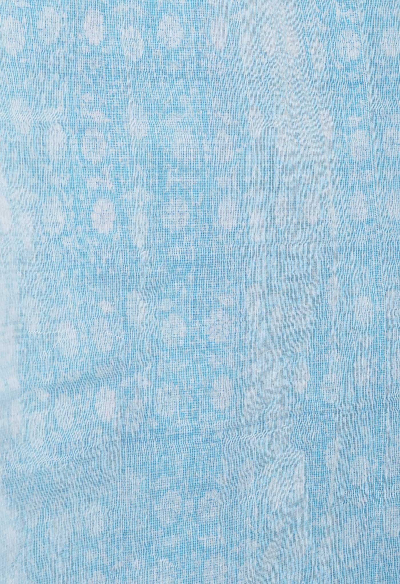 Sky Blue Block Printed Kota Saree-UNM70914