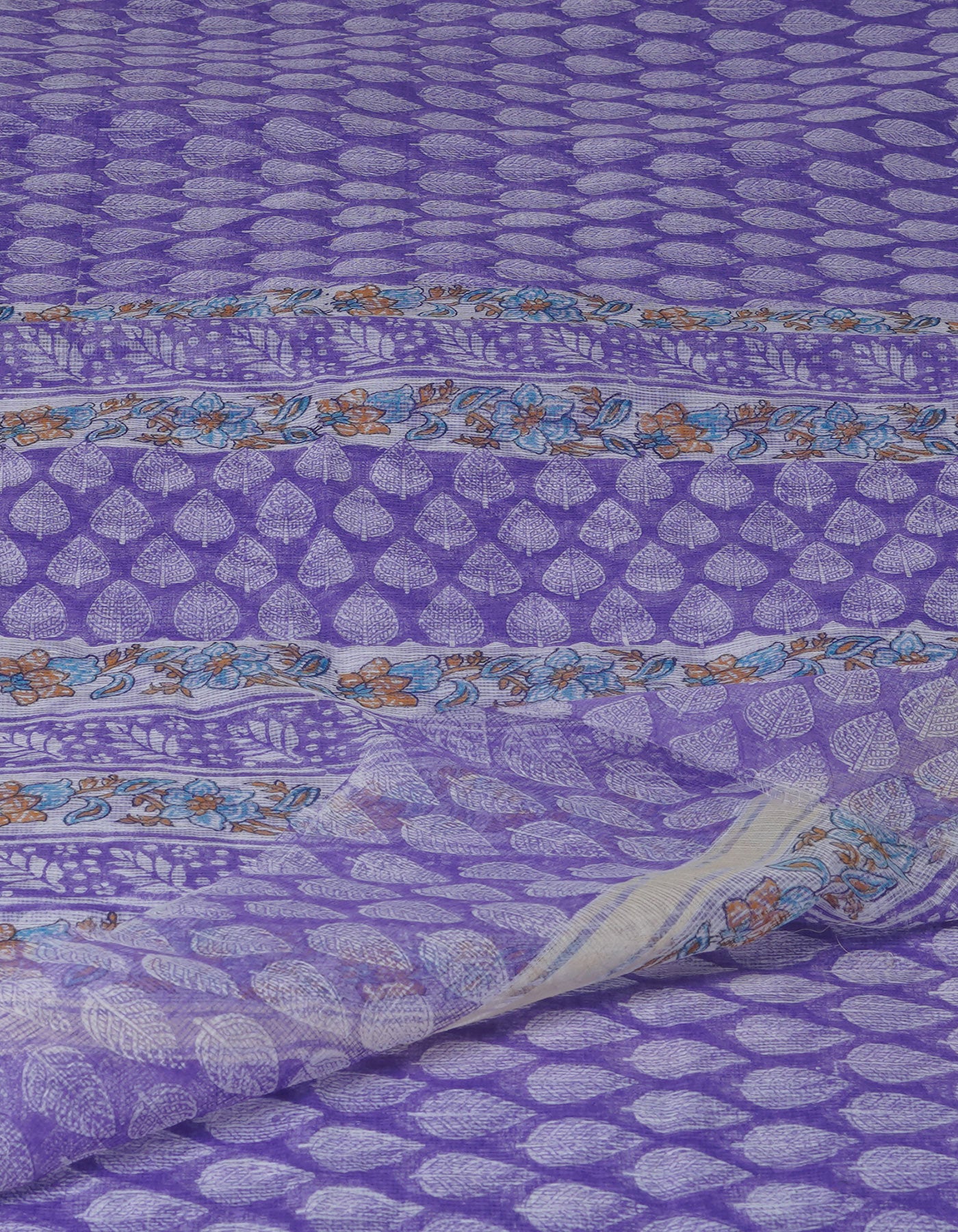 Violet Block Printed Kota Saree-UNM70923