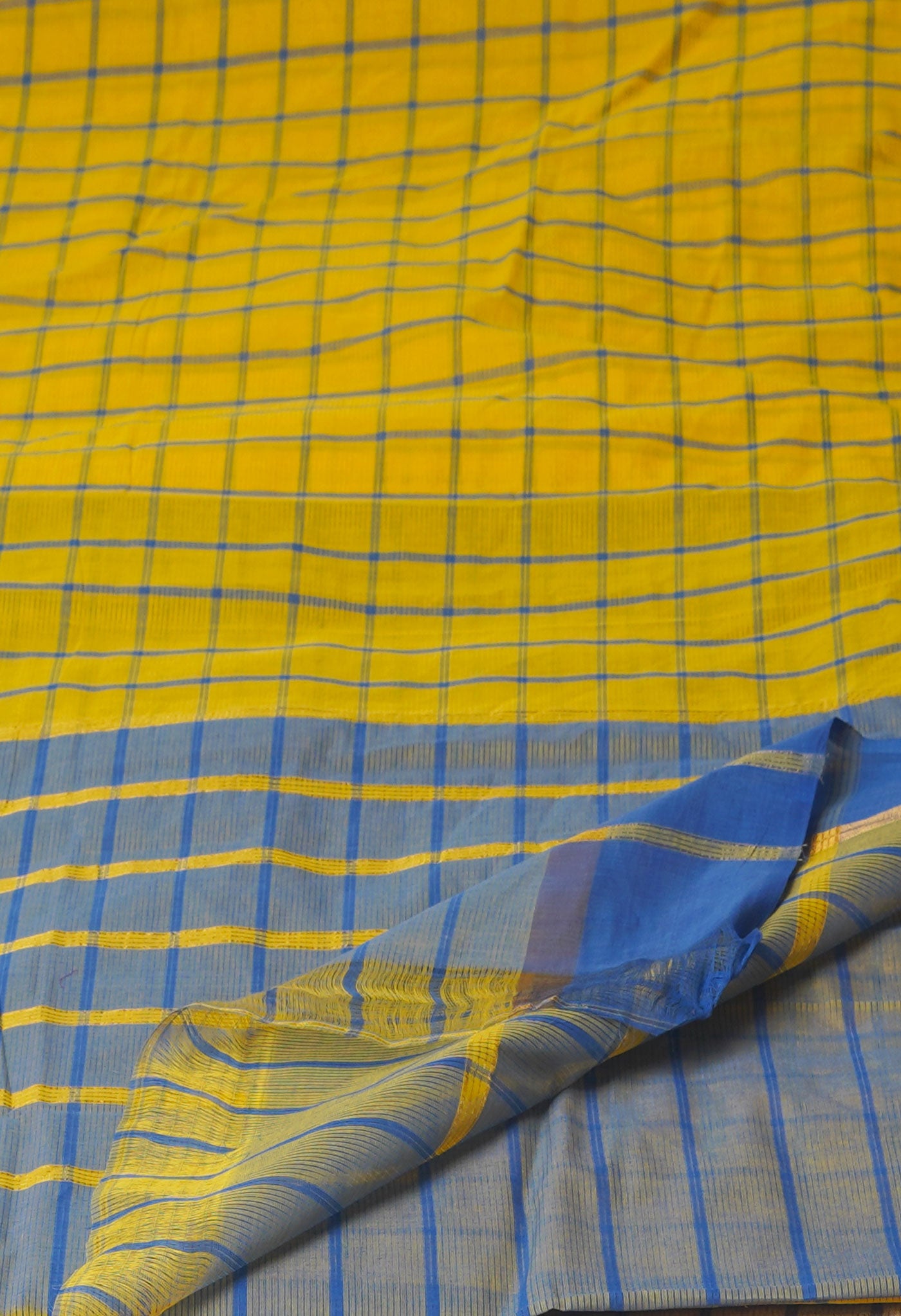 Yellow Pure Handloom Mangalagiri Cotton Saree-UNM70943