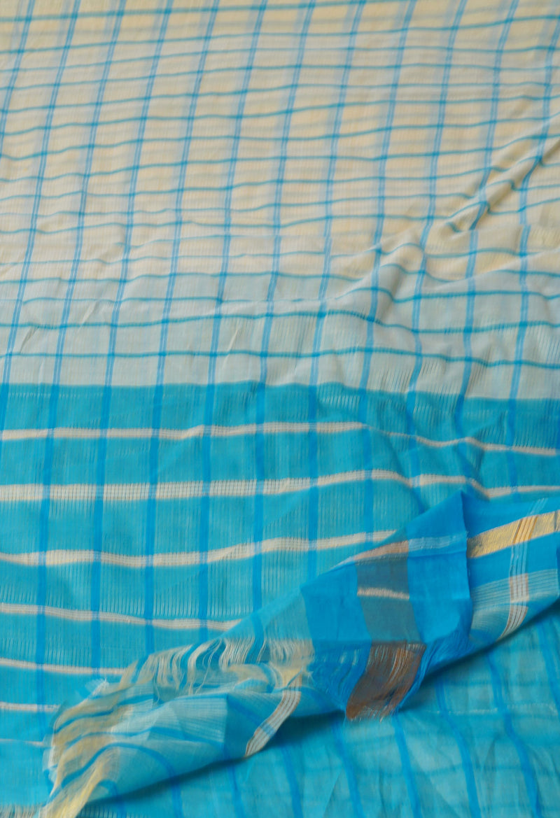 Cream Pure Handloom Mangalagiri Cotton Saree-UNM70948