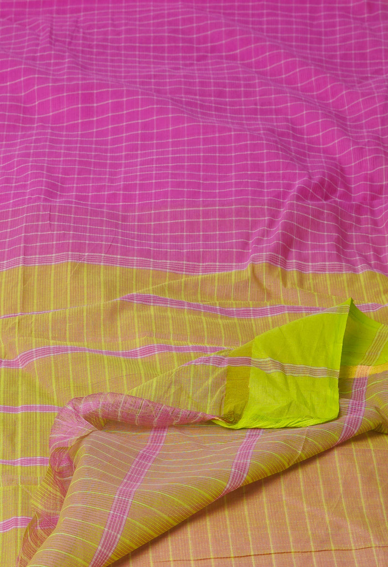 Pink Pure Handloom Mangalagiri Cotton Saree-UNM70959