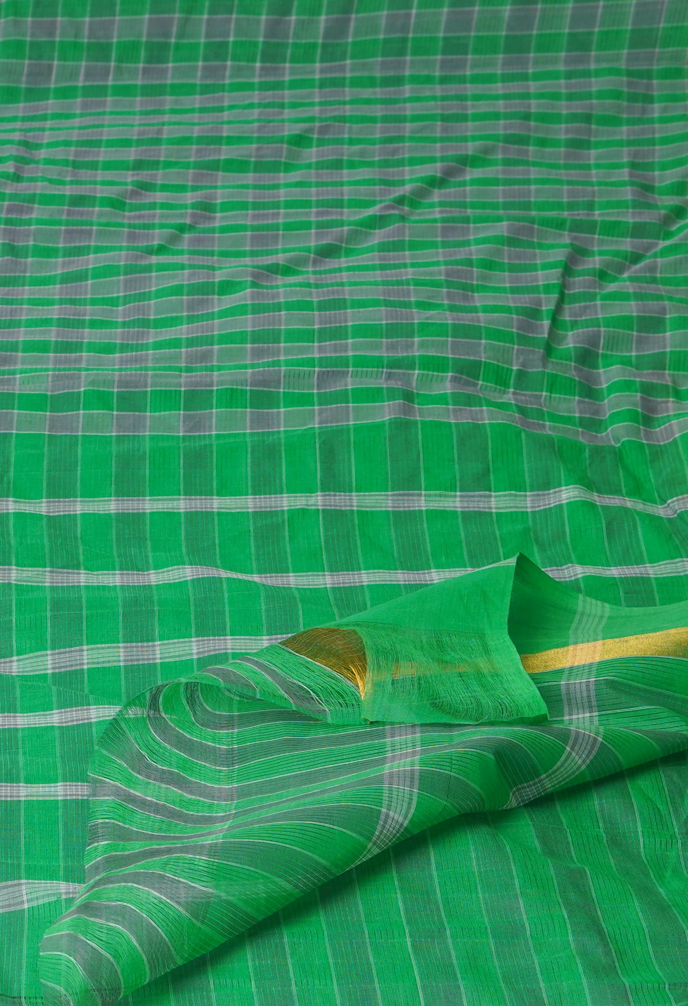 Green Pure Handloom Mangalagiri Cotton Saree-UNM70960