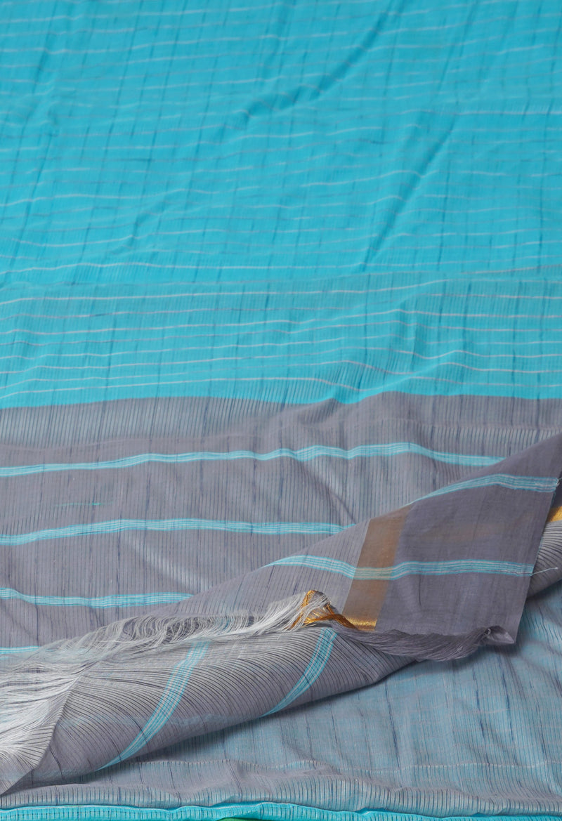 Blue Pure Handloom Mangalagiri Cotton Saree-UNM70971